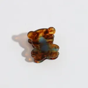 Tortoiseshell pattern mini bear hair claw clip, cute daily styling hair accessory for women.