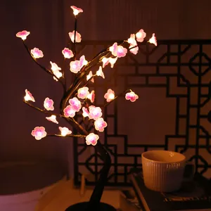 LED kersenbloesem boom lamp romantische USB nachtlampje voor slaapkamer, gezellige vakantie decor.