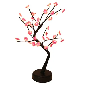 LED kersenbloesem boom licht romantische USB nachtlamp voor slaapkamer decoratie