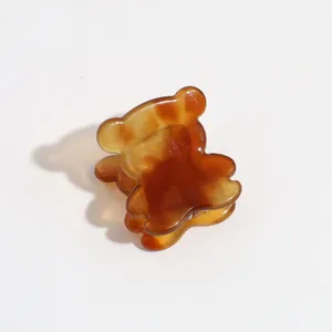 Cute brown tortoiseshell bear hair claw clip, mini sweet hair accessories for women and girls.