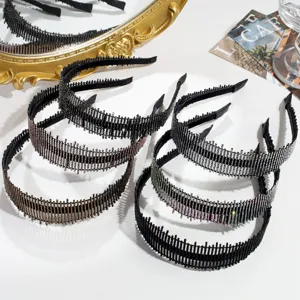 Serre-tête large en strass étincelant avec dents accessoires de cheveux cristal brillants