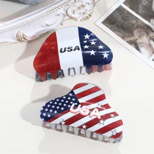 Lot de pinces a cheveux drapeau americain rouge blanc bleu mini griffe pour femmes