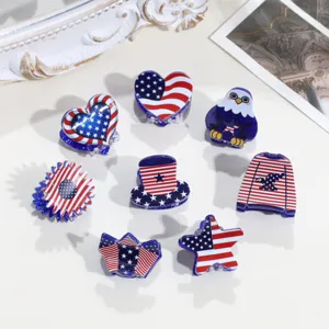 Ensemble de Mini Pinces à Cheveux Patriotiques Américaines Drapeau Étoile Vue de Détail
