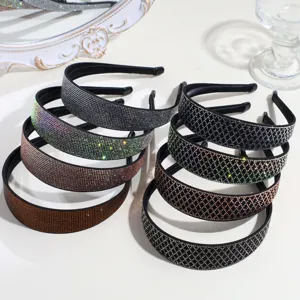 Serre-tête Rembourré en Strass Mode Pour Femmes Élégant Bandeau Large à Côté Cristal Scintillant Cerceau Cheveux Fête Quotidien Accessoires Cheveux