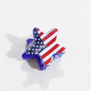 Pince à cheveux étoile du 4 juillet, mini pince patriotique rouge blanc bleu.