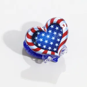 Mini pince à cheveux cœur drapeau américain avec étoiles pour fête nationale élégante.