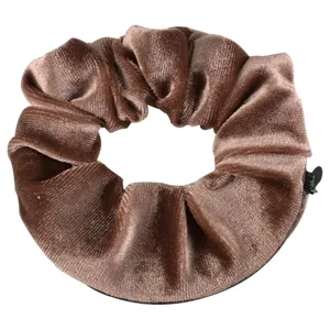 Velvet hair scrunchie with zipper pocket brown hair tie elastic hair band ponytail holder