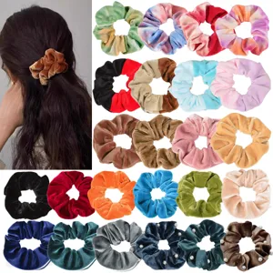 Solid Color Velvet Scrunchies Elastic Hair Bands Simple Ponytail Holder Hair Accessories For Women Girls Daily Wear