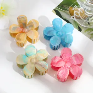 Bunte Blumen Haarklammern Set, süßes Batik Design Haaraccessoires für Damen im Alltag und Urlaub.