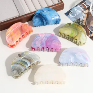 Mode Marmerpatroon Haarklem Halfcirkelvormige Haarklauw Vrouwen Dagelijks Veelzijdige Haaraccessoires Voor Haarstyling