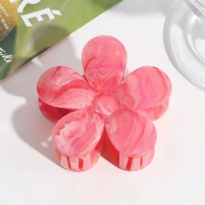 Rosa marmorierte Blumen Haarklammer, süße Azetat Haifischklemme für Damen Haarstyling.