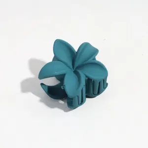Matter dunkeltürkiser Blumen Haarclaw Clip, süße kleine Haarklammer für Damenstyling