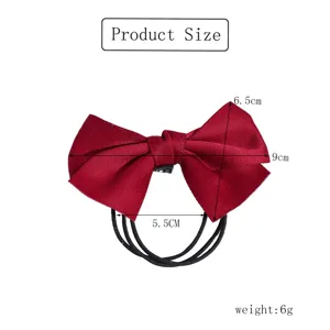 Chouchou nœud rouge pour femmes et filles, accessoire élastique simple pour queue de cheval.