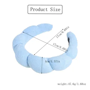 Thickened sponge headband solid color cloud hair hoop puffy hair accessory for daily styling