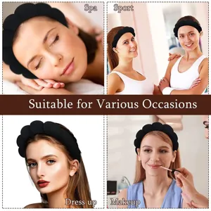 Thick sponge headband solid color cloud high crown hair hoop for women daily makeup spa sport