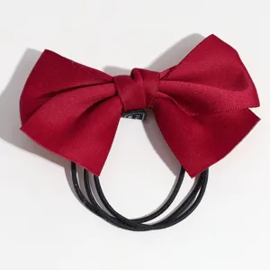 Chouchou noeud en satin rouge pour femmes et filles attache queue de cheval elegante simple