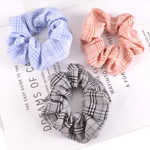 Juego de coleteros de tela a cuadros, accesorios de pelo elásticos bonitos para mujeres.