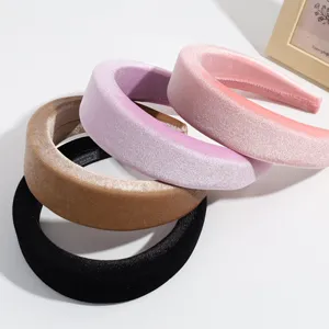 Wide velvet hair hoops, soft sponge padded headbands, comfortable daily hair accessories.