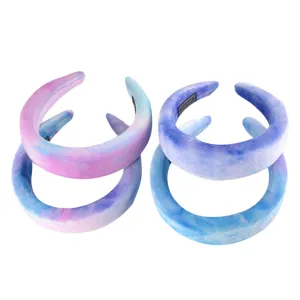 Velvet padded headband gradient tie-dye hair hoop for women daily washing face hair accessories