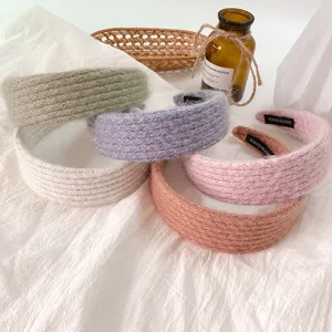 Koreanischer Stil flauschiger Plüsch Haarreif Süßigkeiten Farbe breites Haarband Mode
