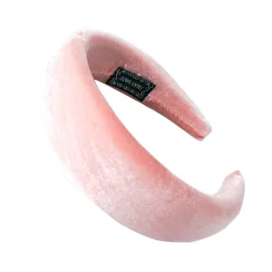 Pink velvet padded headband for women, soft sponge wide hair hoop, cute daily hair accessories