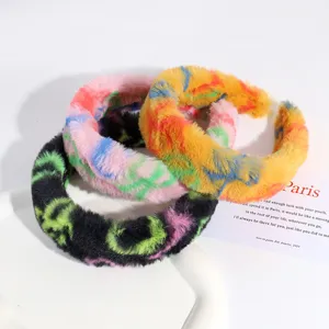 Flauschiges Batik Plüsch Haarband für Damen süße tägliche Gesichtswäsche Haaraccessoires