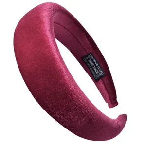 Thick velvet padded headband for women, wine red sponge hair hoop, soft vintage hair accessory