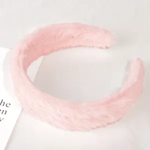 Rosa Plüsch Haarreif für Damen, flauschiges Stirnband für Alltag und Gesichtsreinigung.