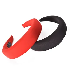 Velvet padded headbands set red and black thick hair hoops for women daily hair accessories