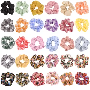 Mujeres Moda Floral Cuadros Coleteros Lindos Bandas Elásticas Cabello Tela Suave Soporte Coleta Accesorios Pelo
