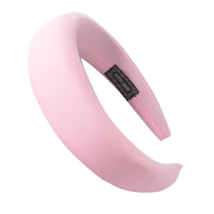 Pink velvet padded headband for women, wide sponge hair hoop detail, soft daily hair accessory style