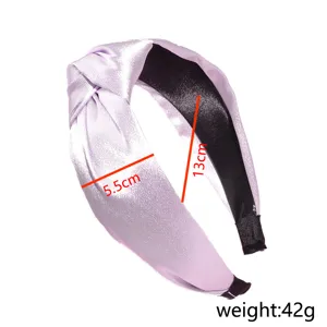 Einfaches Satin-Knoten-Haarband breites einfarbiges rutschfestes Haar-Accessoire für Damen
