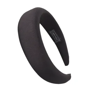 Black padded headband for women, thick sponge velvet hair hoop for daily wear and face washing.