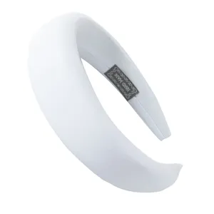 Plain white padded headband for women, thick sponge wide hair hoop with handmade label.