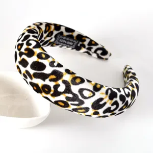 Leopard print velvet padded headband, thick sponge hair hoop for women fashion hair accessories