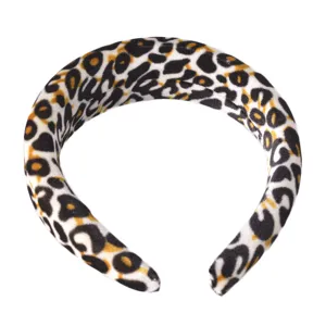 Leopard print padded headband thick sponge hair hoop soft velvet hair accessories fashion women