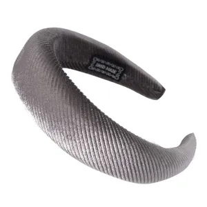 Grey thick velvet headband for women, comfortable wide hair hoop fashion hair accessory main view.