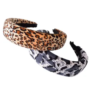 Thick sponge leopard print headband for women, stylish velvet hair hoop daily fashion accessories