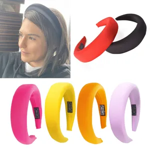 Fashion Simple Thick Sponge Headband Velvet Satin Padded Hairband Wide Solid Color Makeup Face Washing Hair Accessories For Women