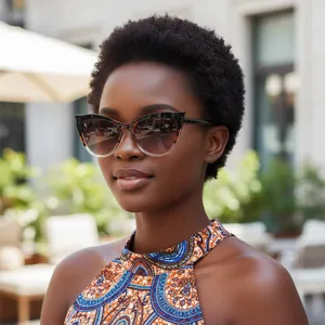 Trendy Cat Eye Sunglasses For Women Men Unisex Y2K Street Style Outdoor UV Protection Geometric Frame Decorative Shades Glasses