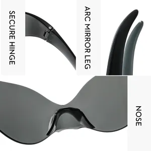 Modische Punk Sonnenbrille Detailansicht mit sicherem Scharnier und ergonomischem Nasenbereich.