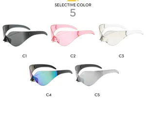 Futuristische Punk Hip Hop Streetwear Sonnenbrille Schild Mode Sonnenbrillen stilvolle Brille.