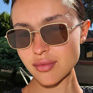 Retro Metal Square Frame Sunglasses Men Women Luxury Individual UV400 Outdoor Sun Protection Streetwear Fashion Sun Glasses