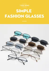 Classic metal square frame sunglasses, retro trendy eyewear for outdoor driving and fashion style.