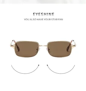Retro metal square sunglasses for women and men, stylish outdoor UV protection shades.