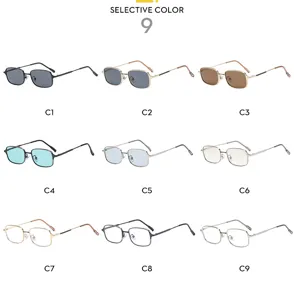 Vintage metal square frame sunglasses for men and women, fashion street style eyewear.