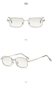 Metal frame retro square glasses with gradient lenses, clean front and side detail shot.