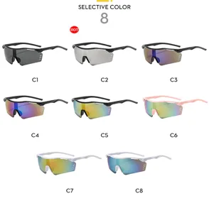 Occhiali da sole sportivi integrati con montatura grande, retro ciclismo antivento protezione solare 8.