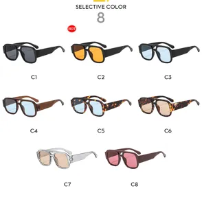 Gafas de sol oversize de doble puente retro para mujer, proteccion solar de moda.