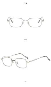 Silver metal square frame glasses retro optical eyewear stylish clear lenses daily wear